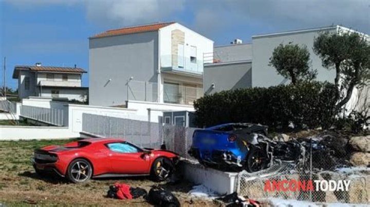 Caught On Security Cam: The Moment Two Drag Racing Ferraris Fly Through The Air And Crash Into Italian Villa